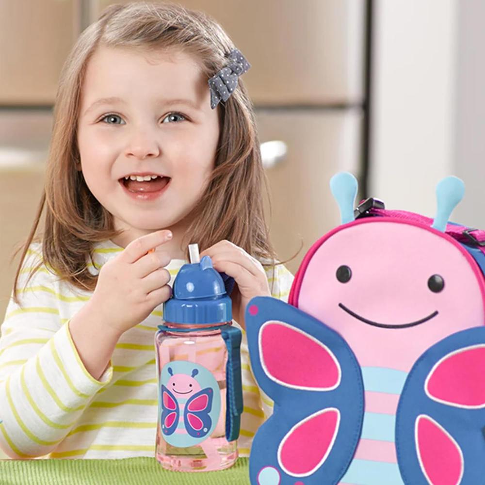 Skip Hop Zoo Straw Bottle - 355ml | Tritan Renew | Pink (Butterfly)