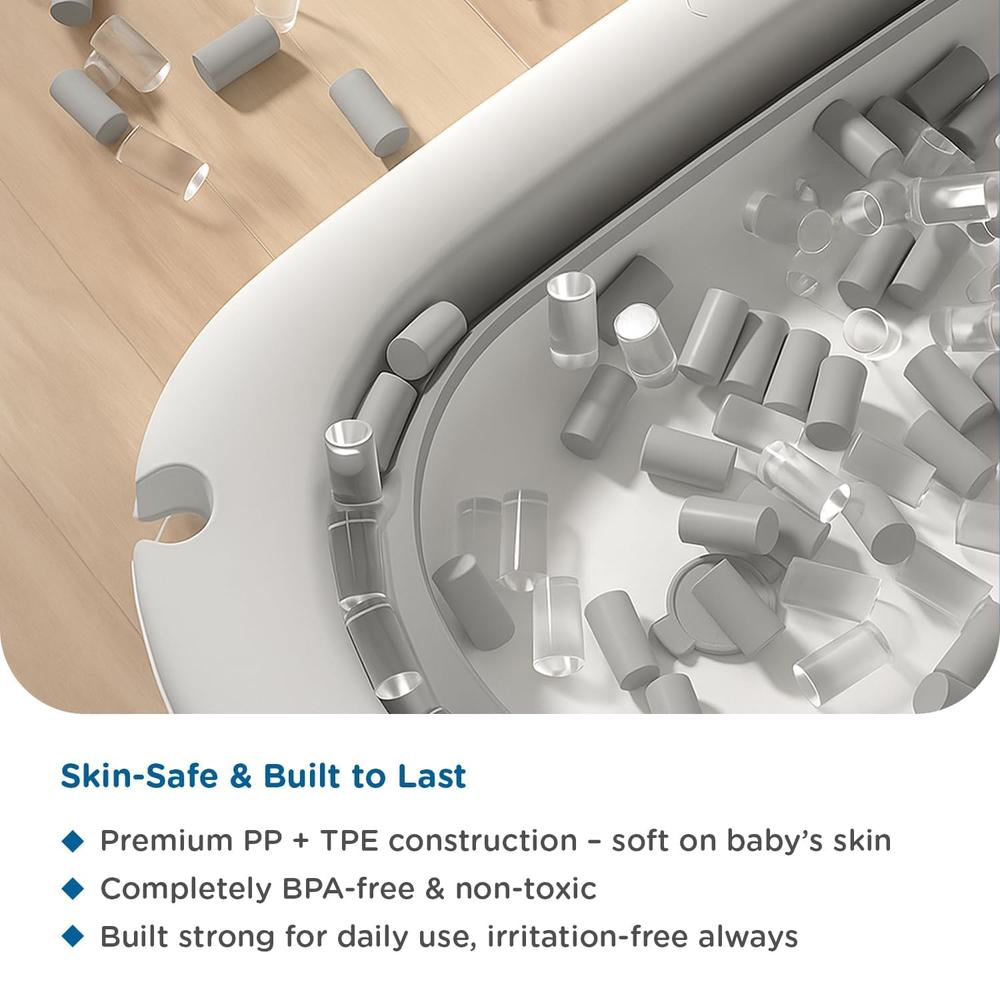 Mee Mee Mini Wash Baby Bath Tub with Digital Temperature Display | Foldable BPA-Free Infant Tub with Anti-Skid Base (Upto 18 Kg) | Grey