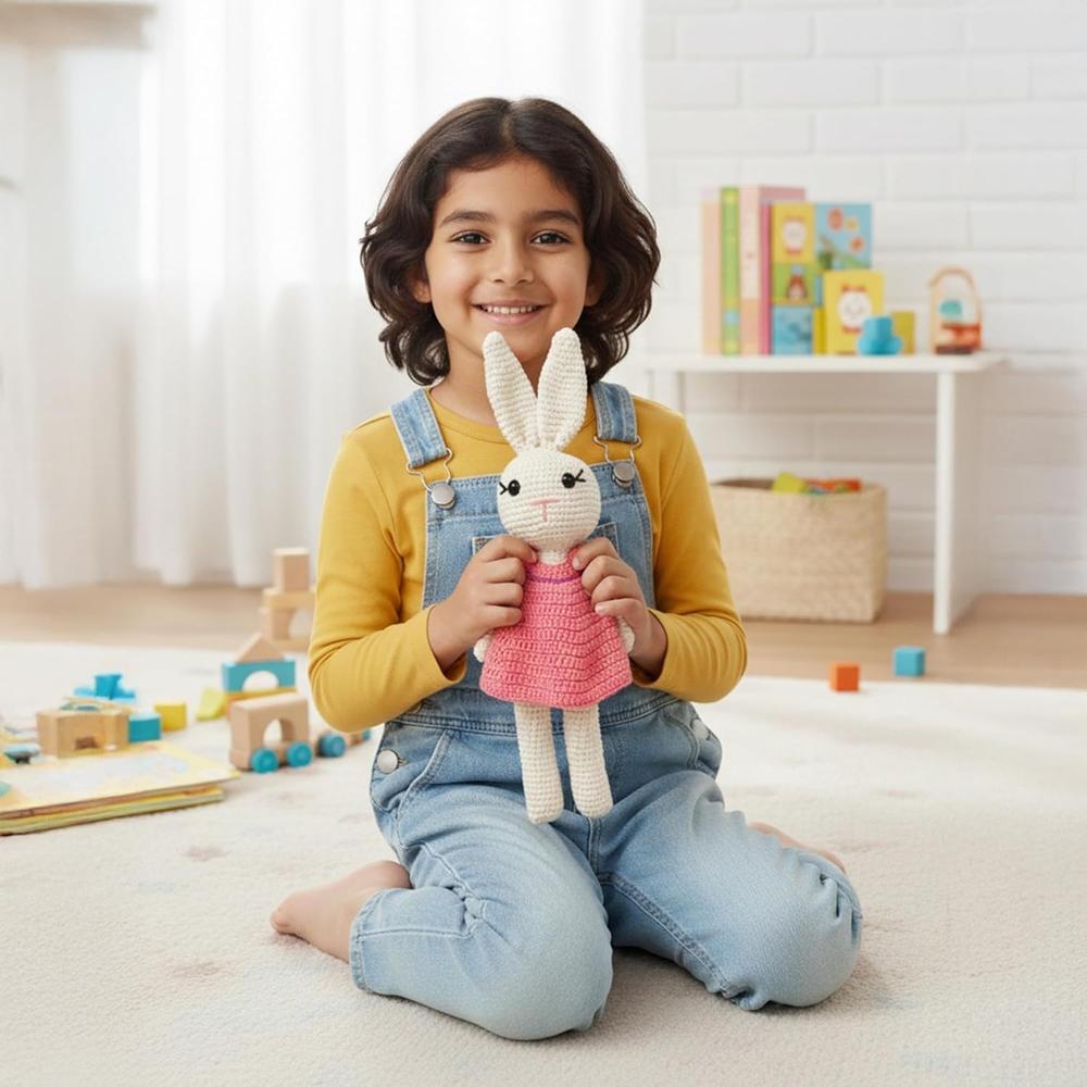 Little Ginnie Bunny Crochet Soft Toy | Handmade & Washable Crochet Doll