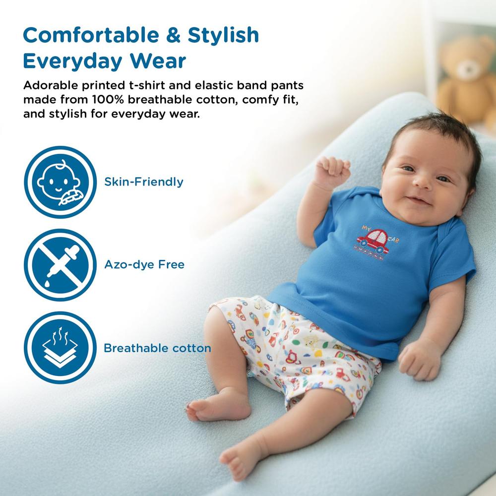 Mee Mee 8 Pieces Newborn Gift Set with Premium Packaging - 100% Cotton Interlock Theme | Dark Blue