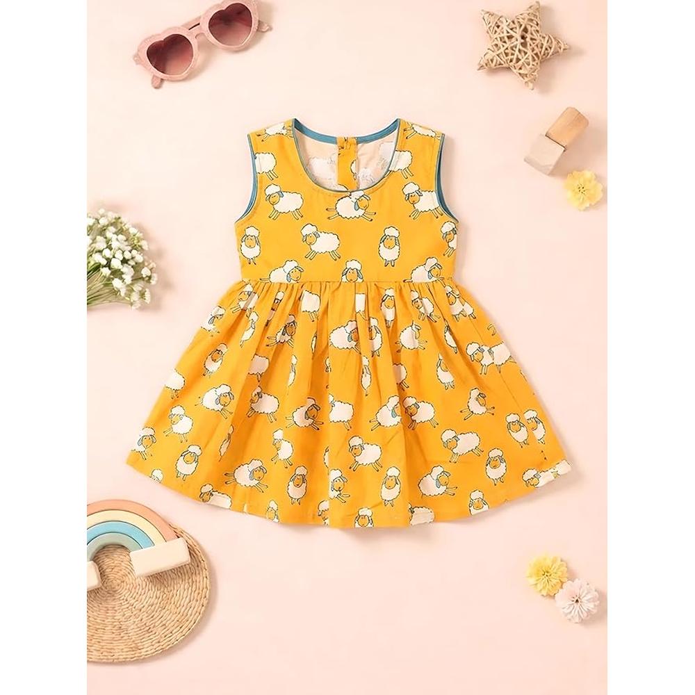 Little Ginnie Cotton Frock for Girls - Yellow