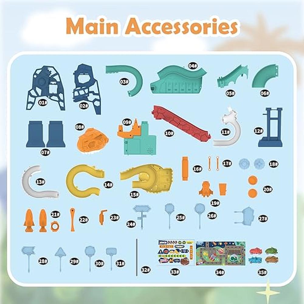 Kidology Space Themed Dinosaur Race Car Track Set