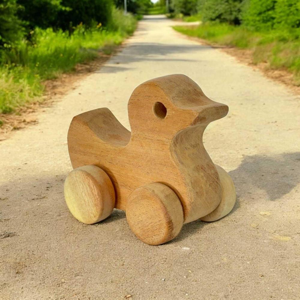 Little Ginnie Set of 5 Neemwood Wheels Toys - Durable & Eco-Friendly Wooden Toy