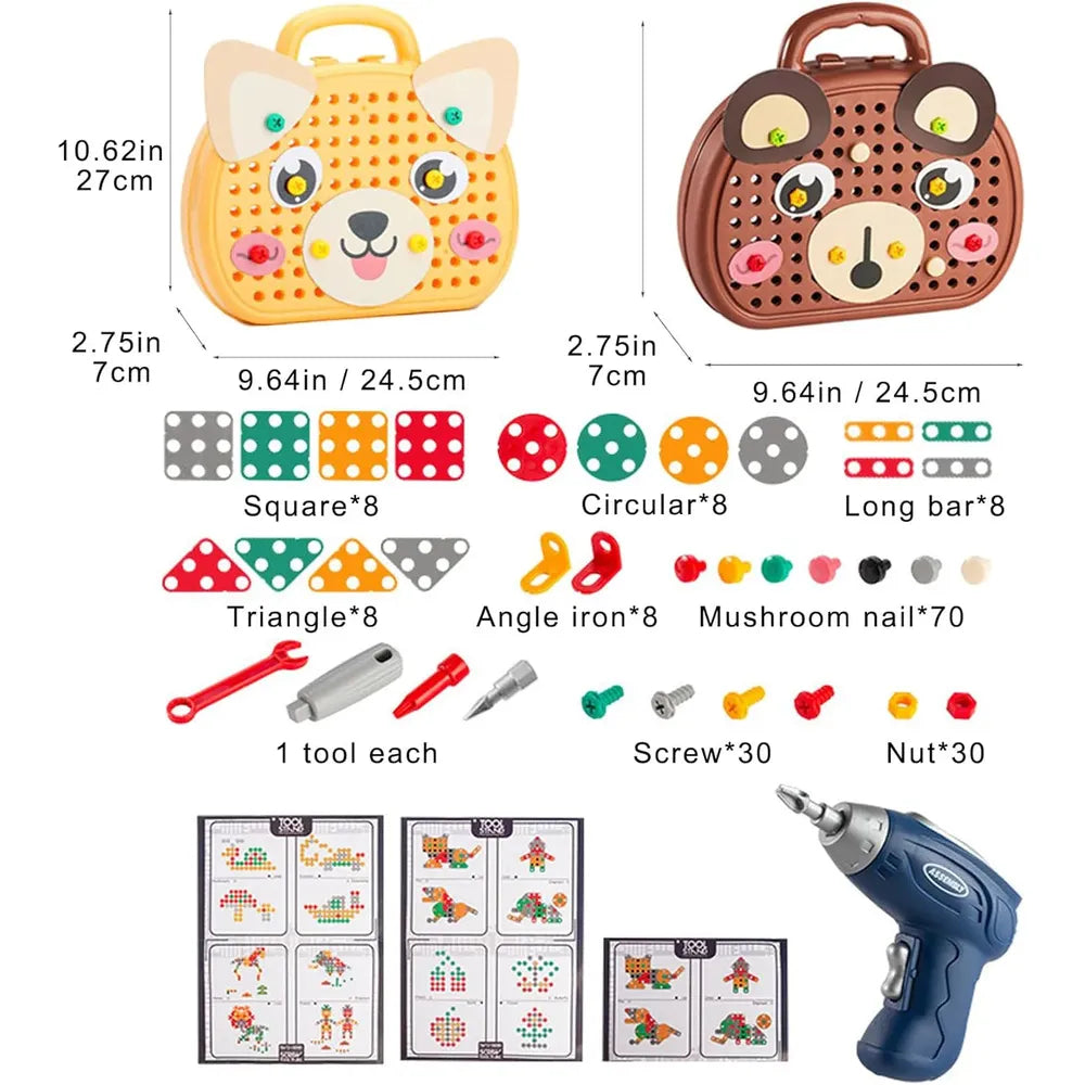 Kidology Assembly Toolbox Baby Puzzle Electric Drill Screwdriver - 203 Pieces