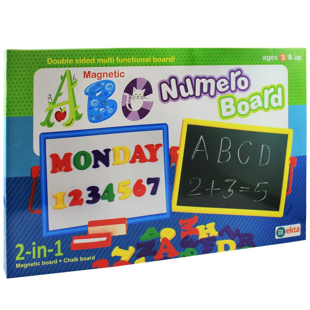 Ekta 2-in-1 ABC Numero Magnetic Board - Double Sided Multi Functional Board - Red