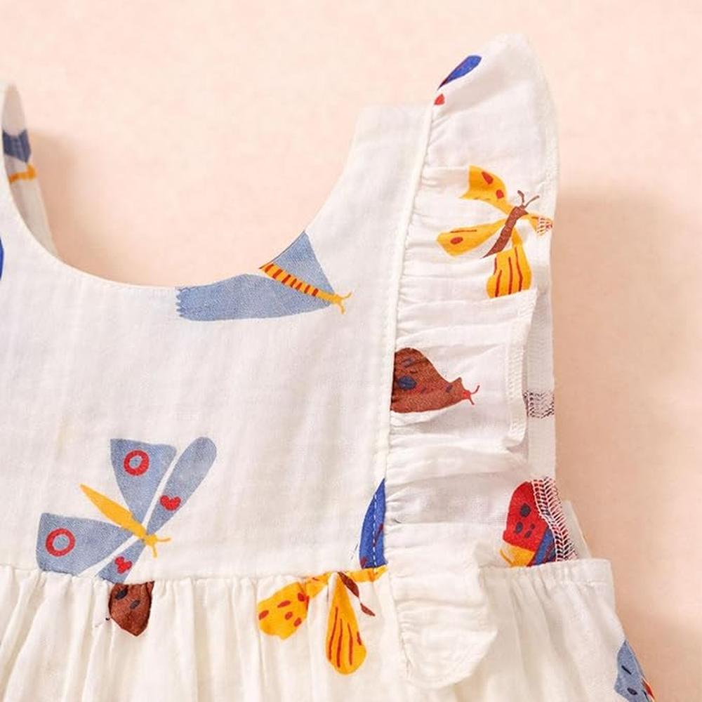 Little Ginnie Cotton Frock with Bloomers & Hairband | White Floral
