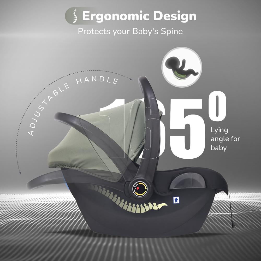 R for Rabbit 4 In 1 Multipurpose Baby Carry Cot With 3-Point Safety Harness | Picaboo NXG 4 | Green Black