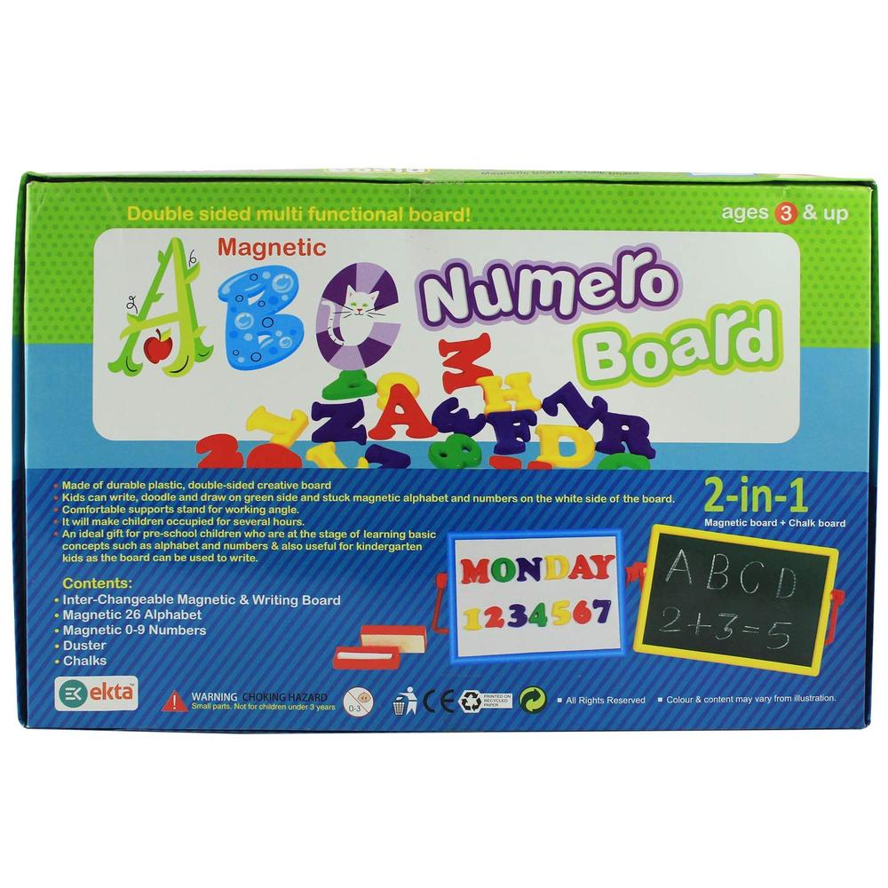 Ekta 2-in-1 ABC Numero Magnetic Board - Double Sided Multi Functional Board - Red
