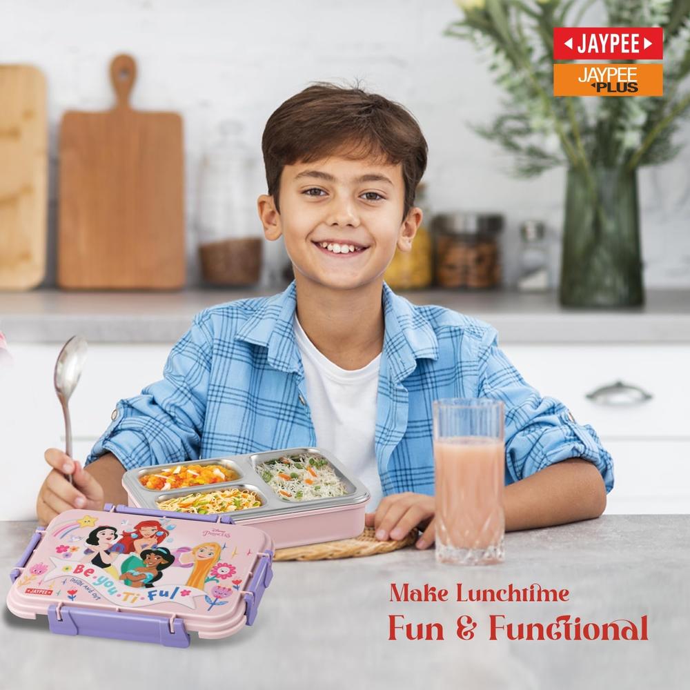 Jaypee Disney Princess Insulated Lunch Box - 3  Cavity Lunch Box - 625ml | Toon Box 3 - Pink