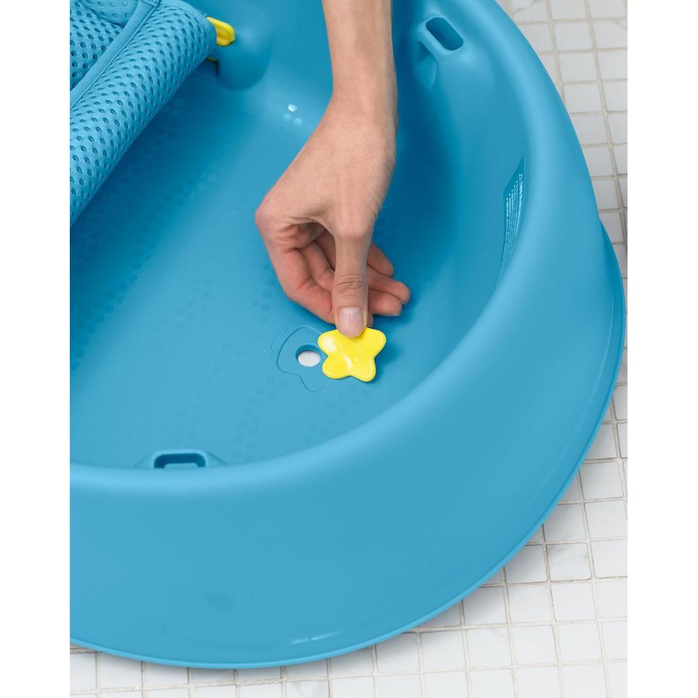 Skip Hop Moby Smart Sling 3-Stage Baby Bath Tub | Newborn to Toddler Bathtub with Mesh Sling & Non-Slip Interior | Blue
