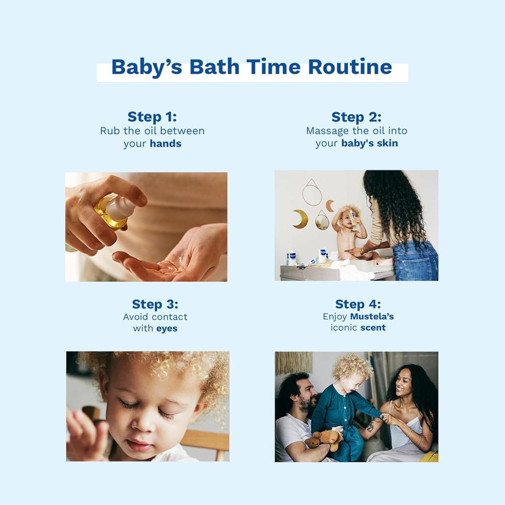 Mustela Baby Massage Oil - 100ml | Avocado Oil, Sunflower Oil & Protective Vegetable Oil