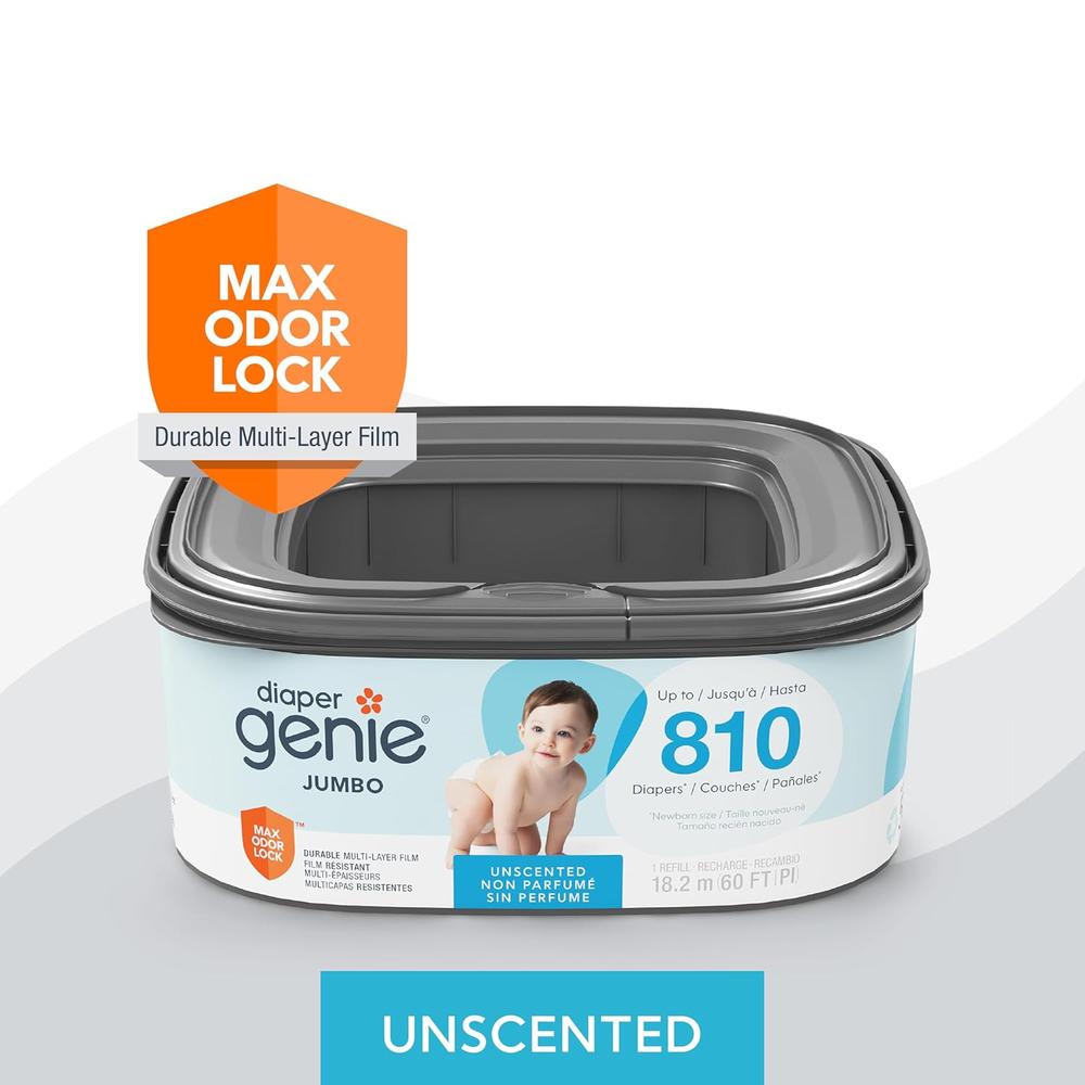 Diaper Genie The Jumbo Square Refill with Continuous Film - Hold up to 810 Newborn-Sized per Refill
