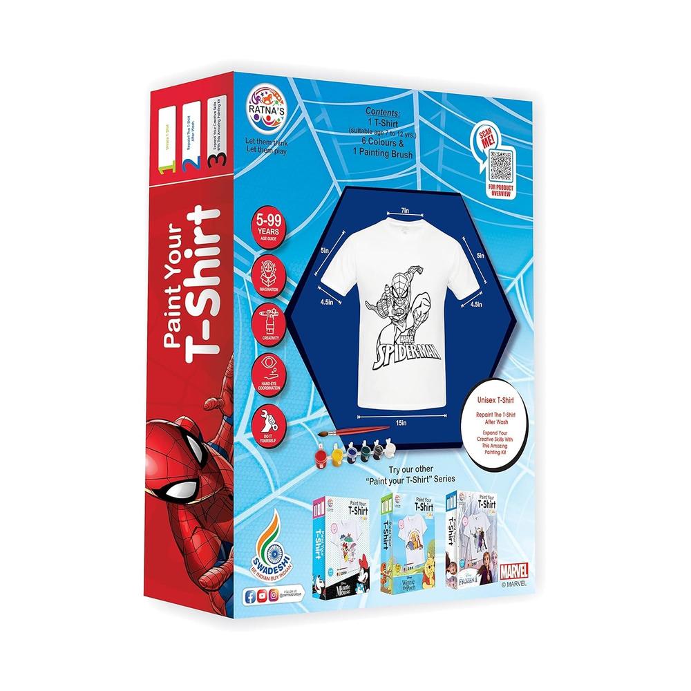 Ratna's Marvel Spiderman Theme Paint Your T-Shirt Kit - Free Size