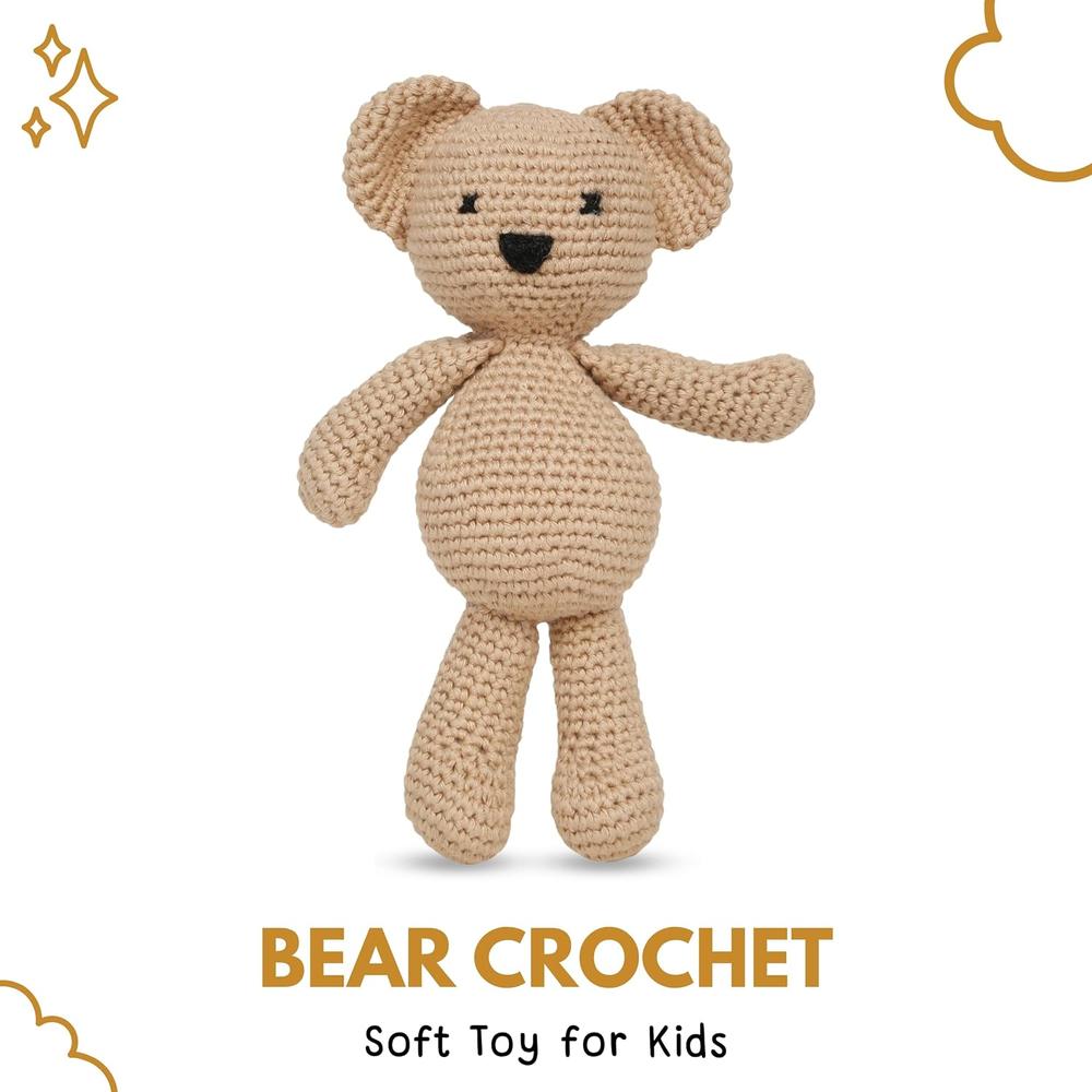 Little Ginnie Bear Crochet Soft Toy - Handmade & Washable Crochet Doll