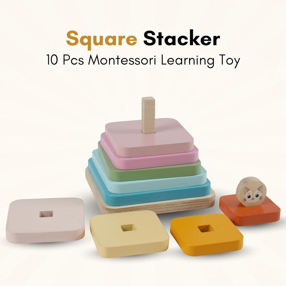 Little Ginnie Colorful Stacking Tiles - 10 Pieces | Stacker Square