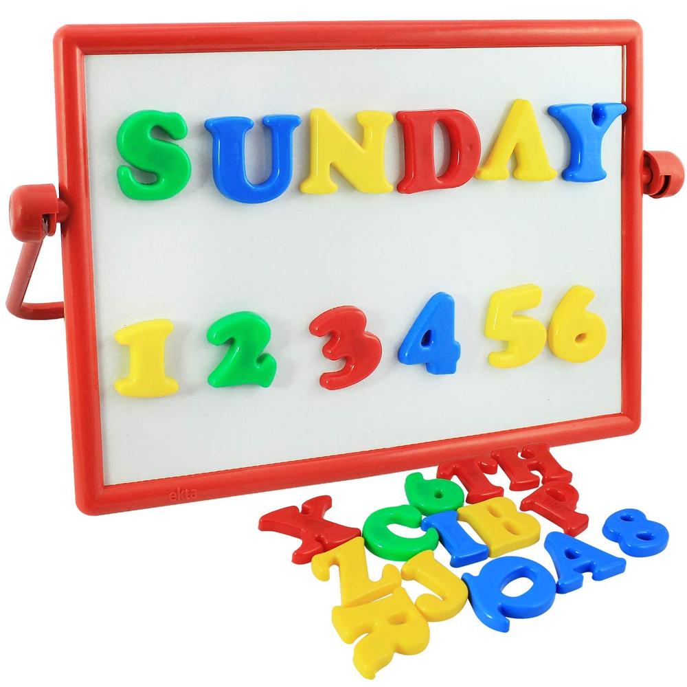 Ekta 2-in-1 ABC Numero Magnetic Board - Double Sided Multi Functional Board - Red