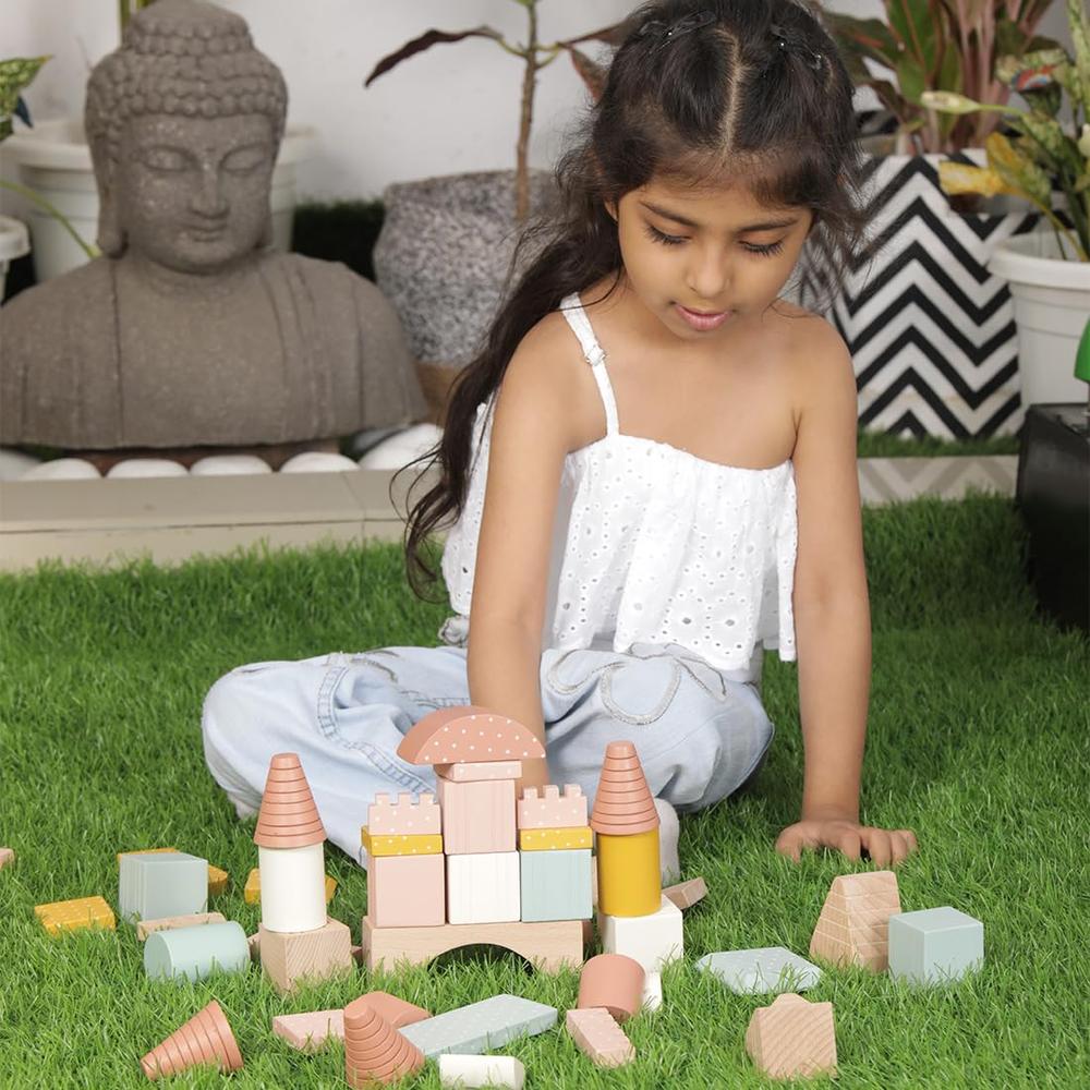Little Ginnie DIY Wooden Castle Building Blocks - 45 Pieces | Woodland Wonder