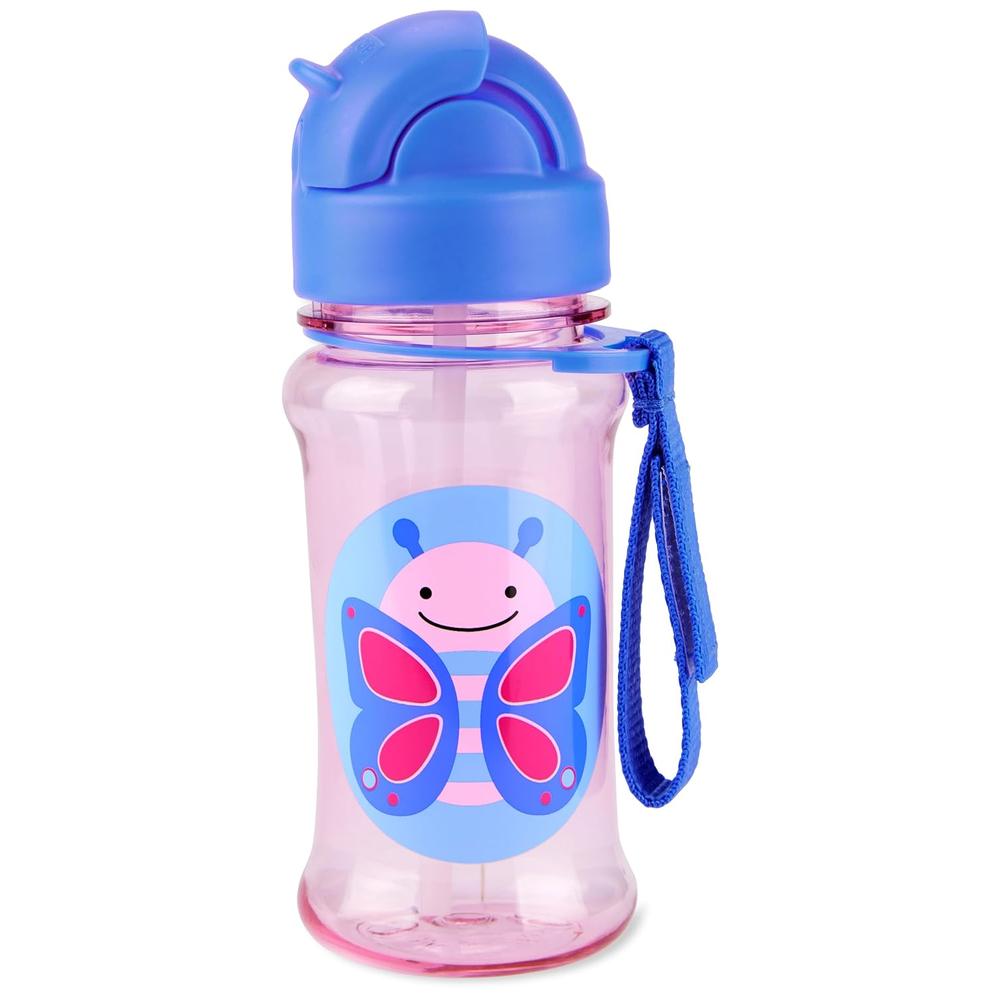 Skip Hop Zoo Straw Bottle - 355ml | Tritan Renew | Pink (Butterfly)