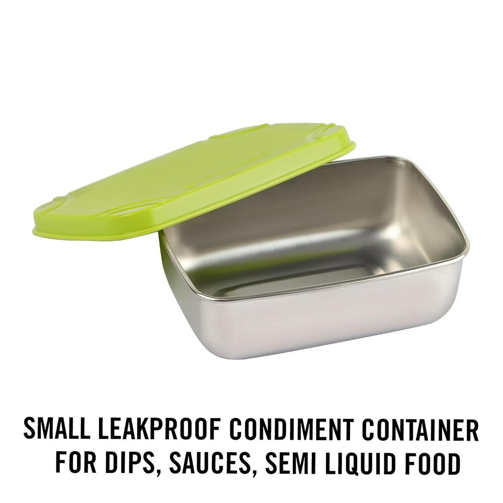 Cello Stainless Steel Max Steel Lunch Box with Air-Tight Lid - 2 Units (200ml, 1.1L) | Green