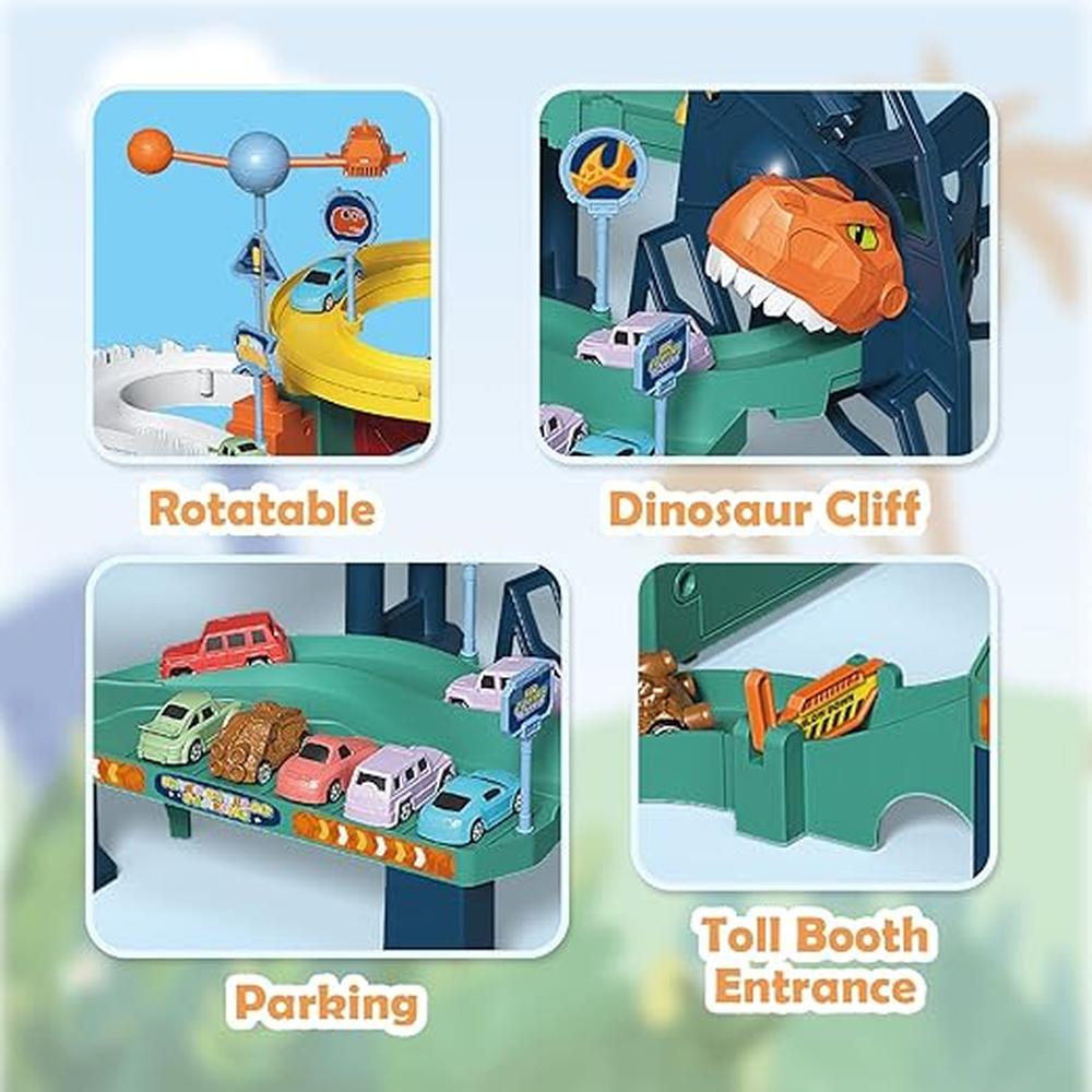 Kidology Space Themed Dinosaur Race Car Track Set