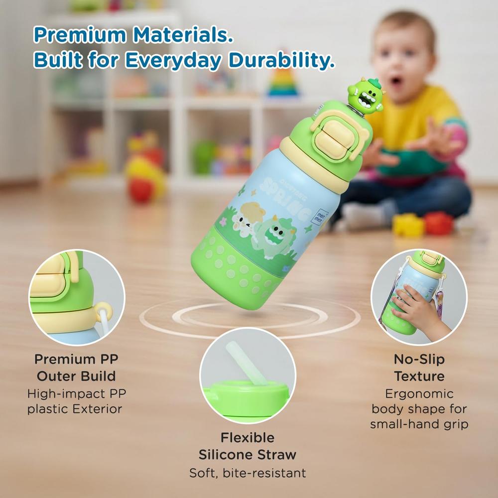 Mee Mee 3-in-1 Oasis Sip Insulated Water Bottle with Strap - 460ml (SUS316) | Straw, Spout & Sip Lid | 12H Cold & 8H Hot