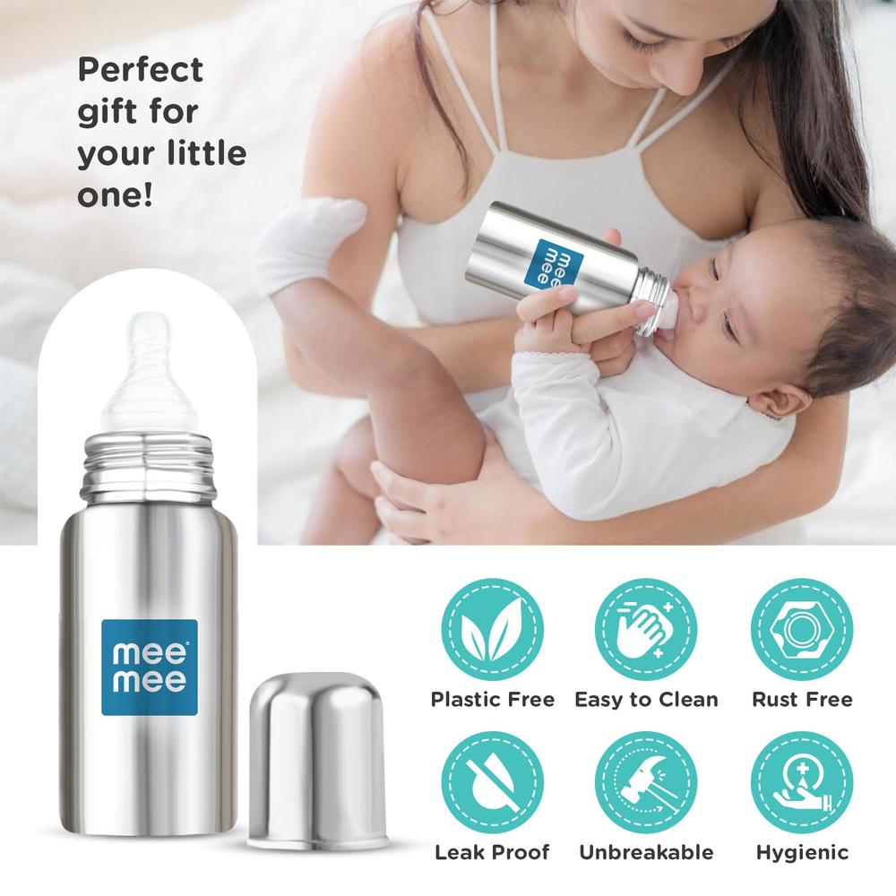 Mee Mee Baby Steel Feeding Bottle | 240ml