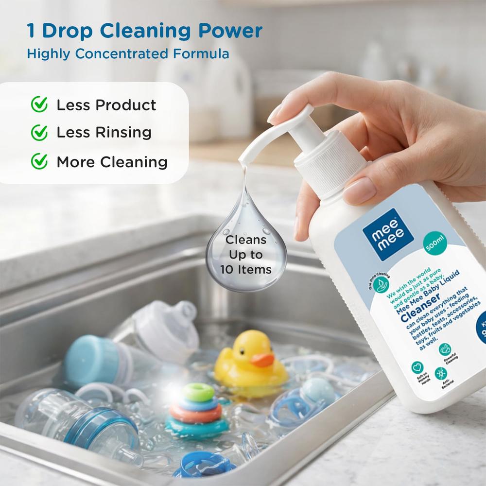 Mee Mee Baby Liquid Cleanser - 500ml | Anti-Bacterial Kills 99.9% Germs