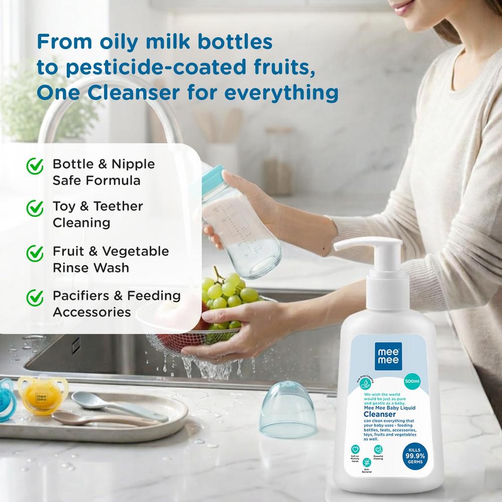 Mee Mee Baby Liquid Cleanser - 500ml | Anti-Bacterial Kills 99.9% Germs