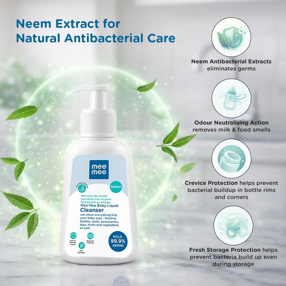 Mee Mee Baby Liquid Cleanser - 500ml | Anti-Bacterial Kills 99.9% Germs
