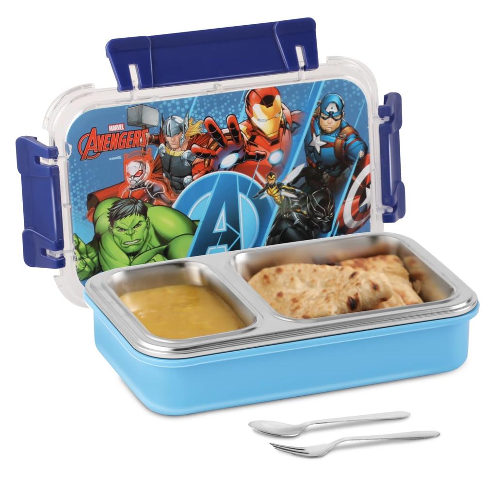 Jaypee Marvel Series Spiderman Insulated Lunch Box with 2 Additional Lock - 525ml | Toon Box 2 - Sky Blue
