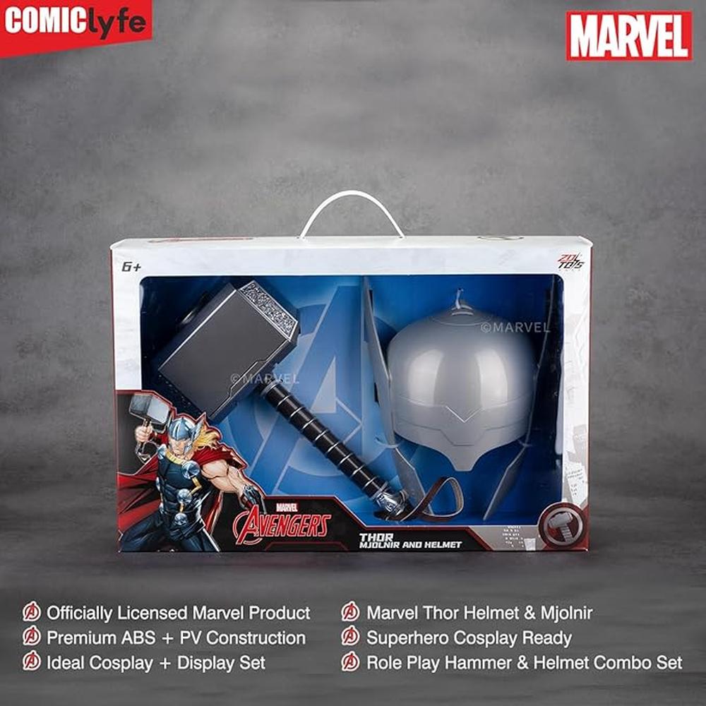 Original Marvel Avengers Thor Mjolnir Role Play Hammer & Helmet Combo Set