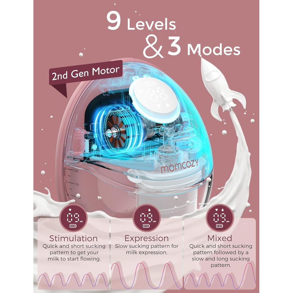 Momcozy M6 Mobile Style Hands-Free Slim Breast Pump | Discreet with 3 Modes & 9 Levels, 24mm