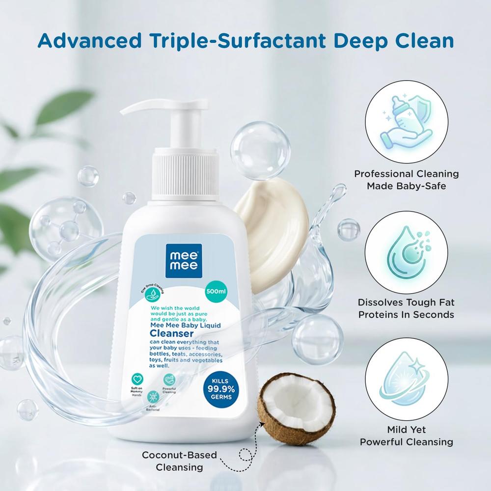 Mee Mee Baby Liquid Cleanser - 500ml | Anti-Bacterial Kills 99.9% Germs