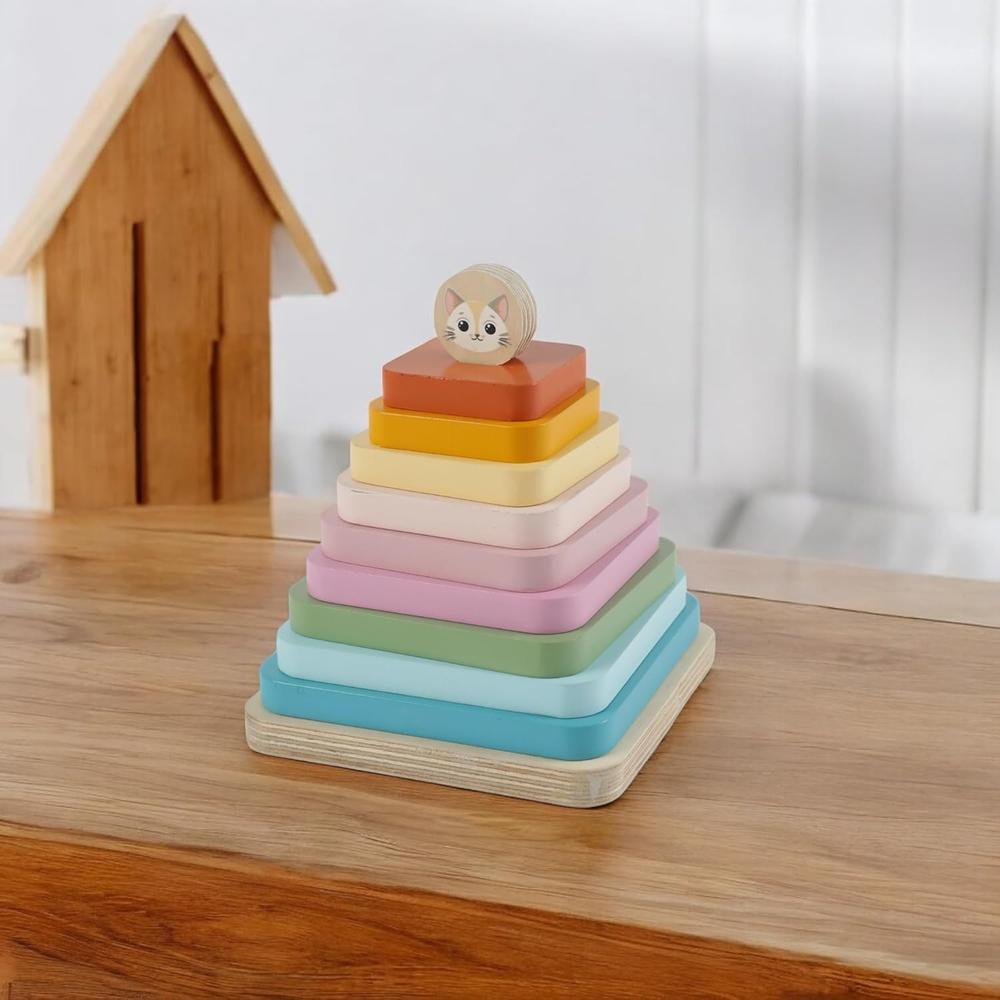 Little Ginnie Colorful Stacking Tiles - 10 Pieces | Stacker Square