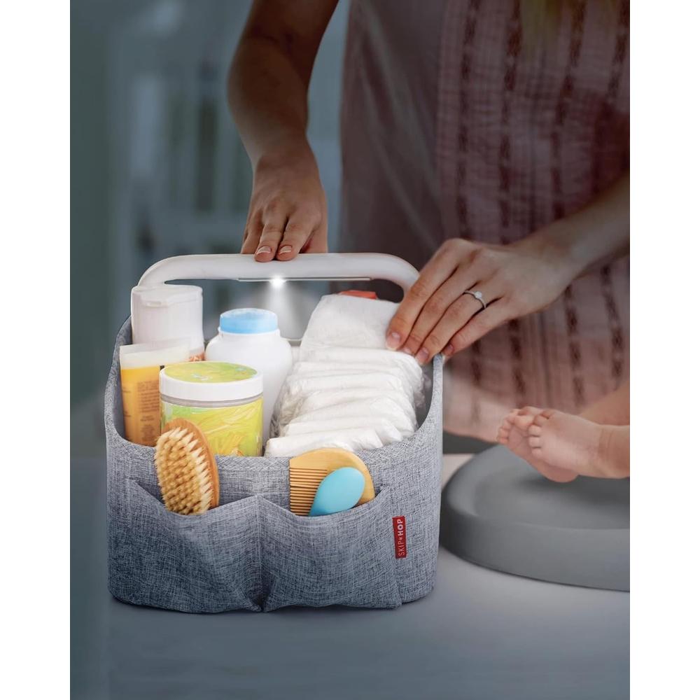 Skip Hop Light Up Diaper Caddy Organizer - Touch Handle Button for Light | Grey