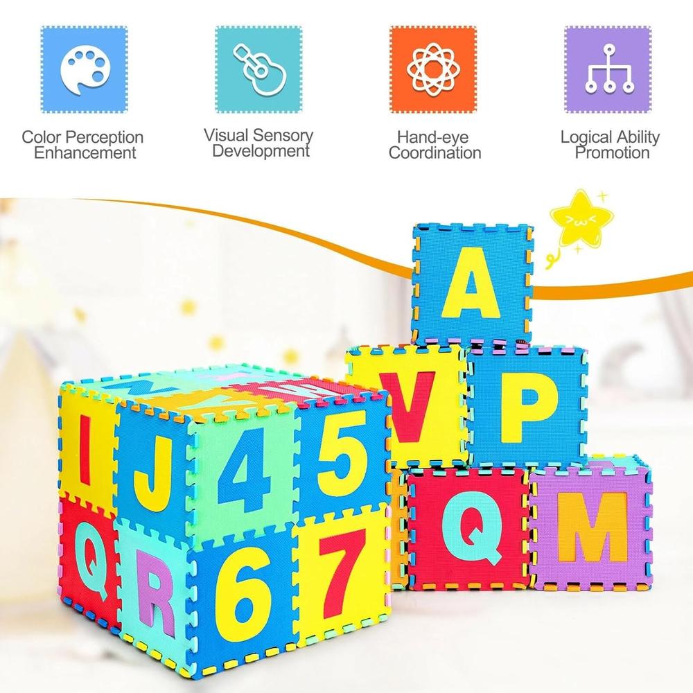 36 Pieces Alphabet & Number Puzzle Floor Mat for Kids