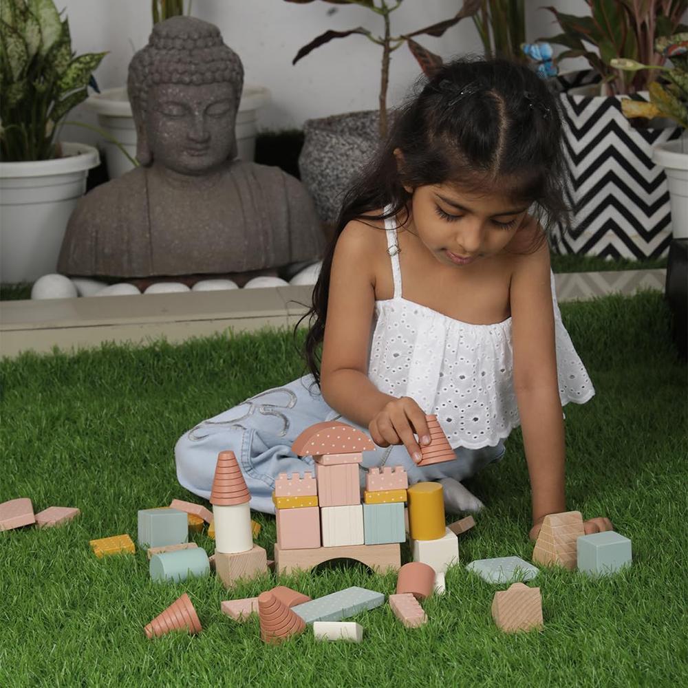 Little Ginnie DIY Wooden Castle Building Blocks - 45 Pieces | Woodland Wonder