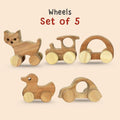 Little Ginnie Set of 5 Neemwood Wheels Toys - Durable & Eco-Friendly Wooden Toy