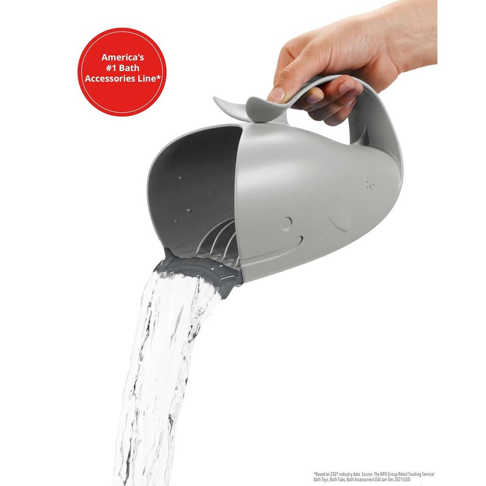 Skip Hop Moby Waterfall Bath Rinser - Grey | Soft Comfort Edge Bath Rinse Cup