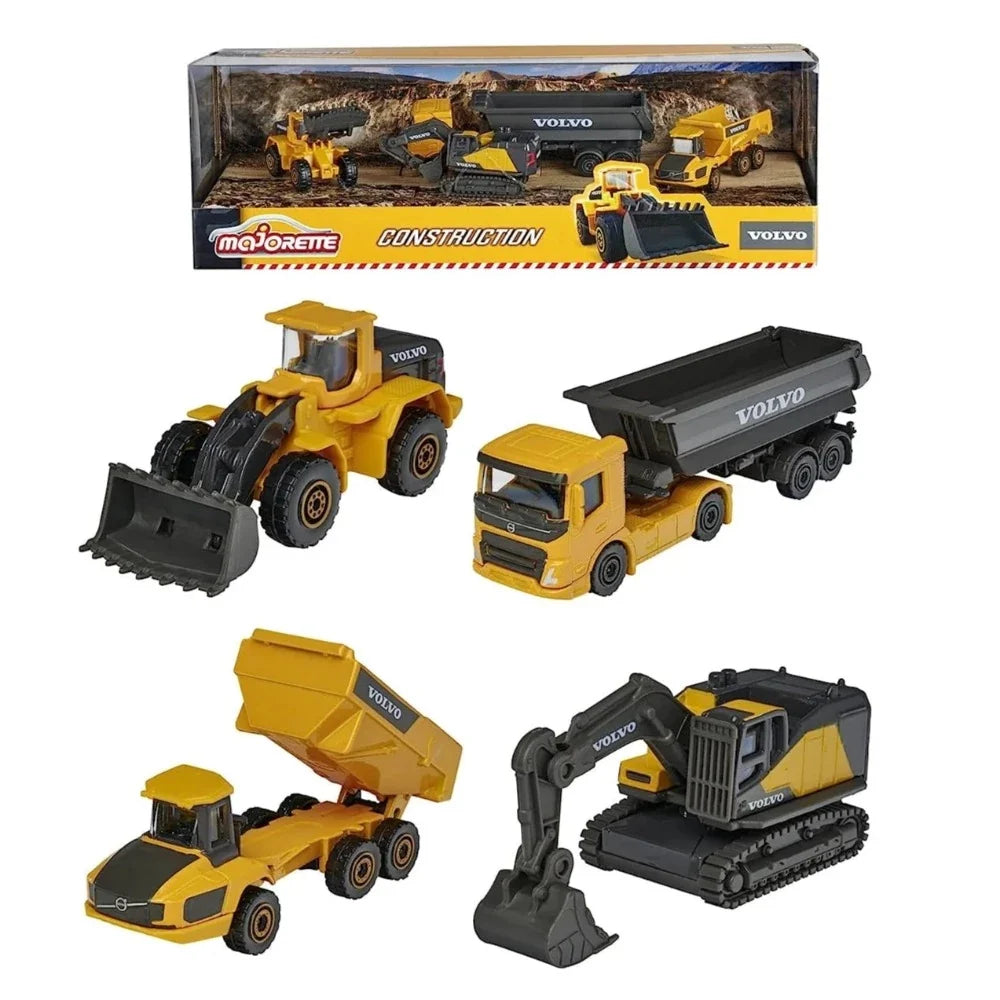 Set of 4 Licensed Volvo Construction Vehicles Set - Excavator, Wheel Loader, Dump Truck & Hauler