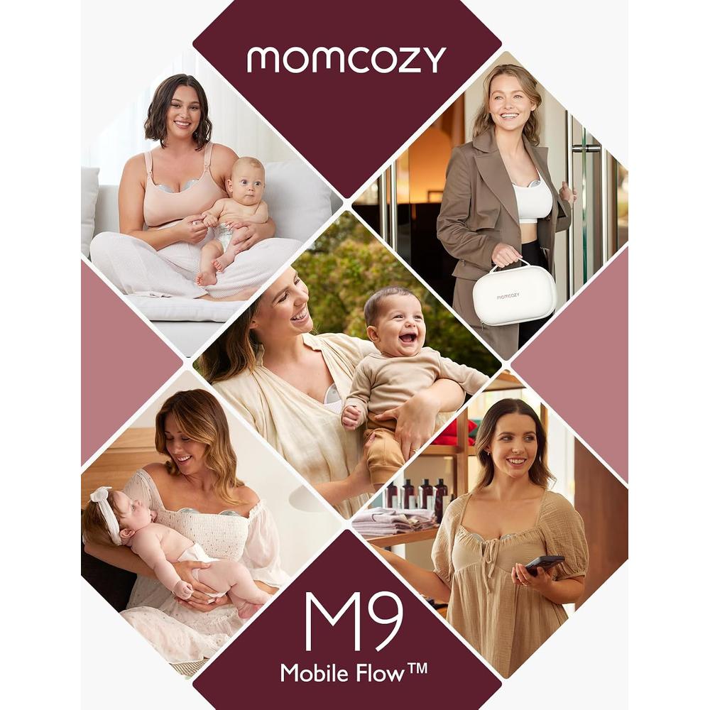 Momcozy M9 Mobile Flow Hands-Free Breast Pump | 3 Modes & 15 Levels, 24mm