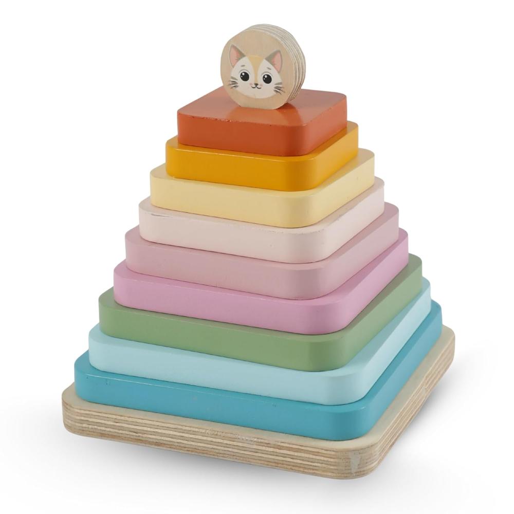 Little Ginnie Colorful Stacking Tiles - 10 Pieces | Stacker Square