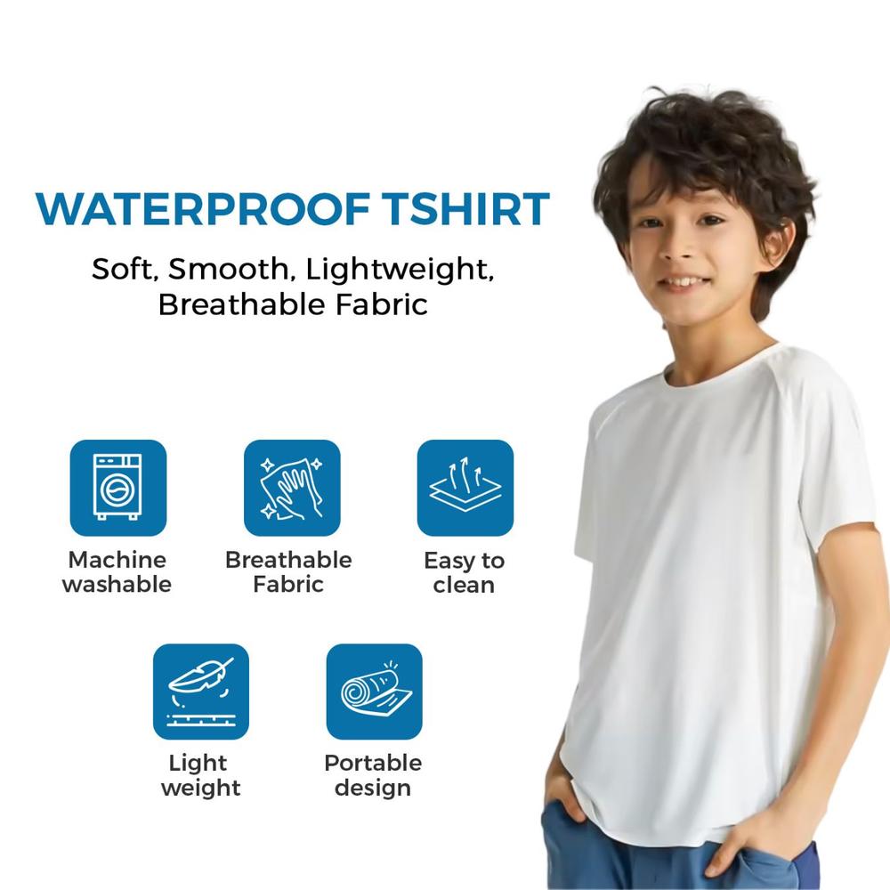 Zikku Water Resistant/Repellent T-Shirt for Kids (White)