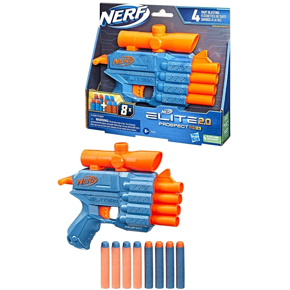 Original Nerf Elite 2.0 Prospect QS4 Dart Blaster with 8 Darts (8-12 Years)