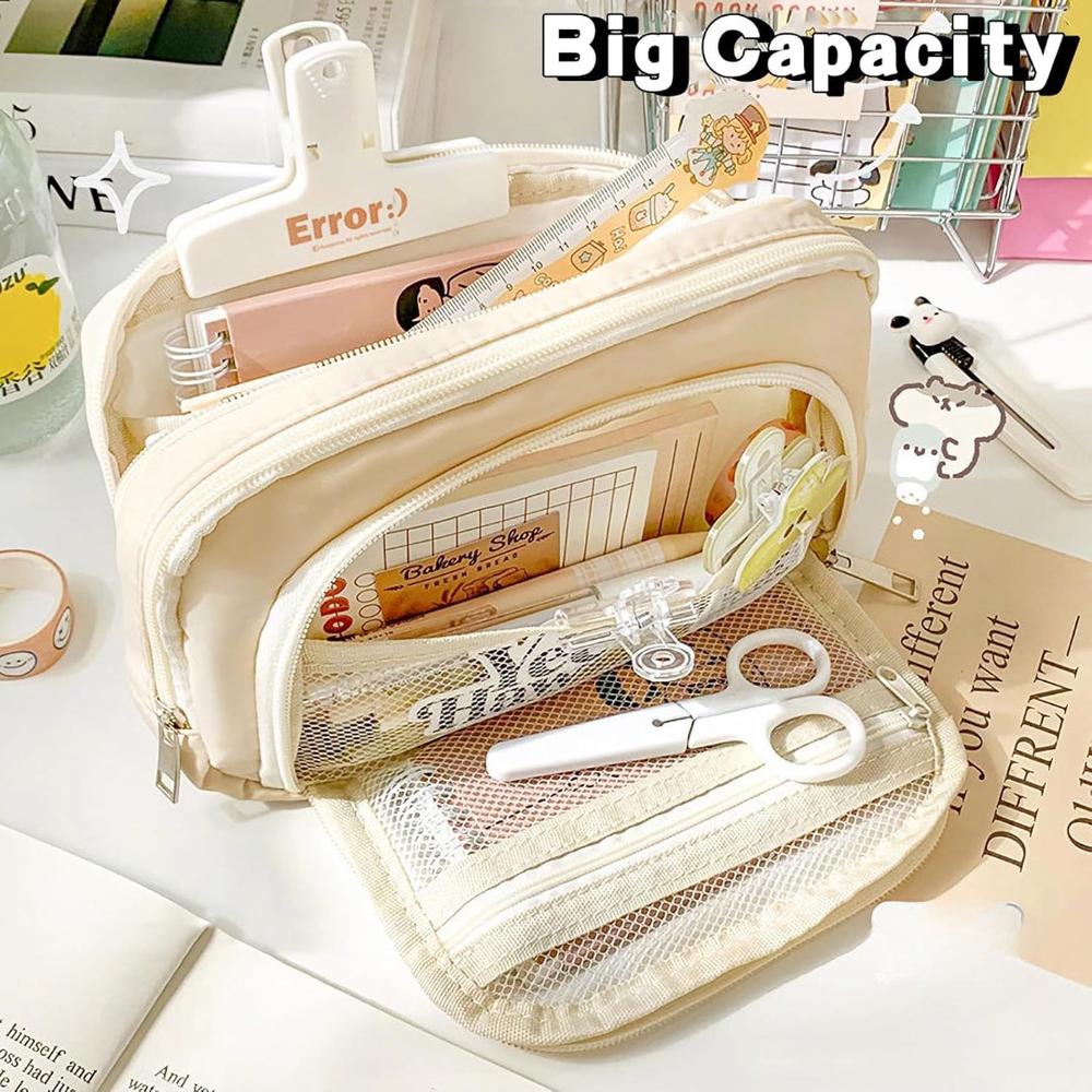 FunBlast Canvas Large Capacity Pencil Case - Double Zipper Portable Pencil Pouch