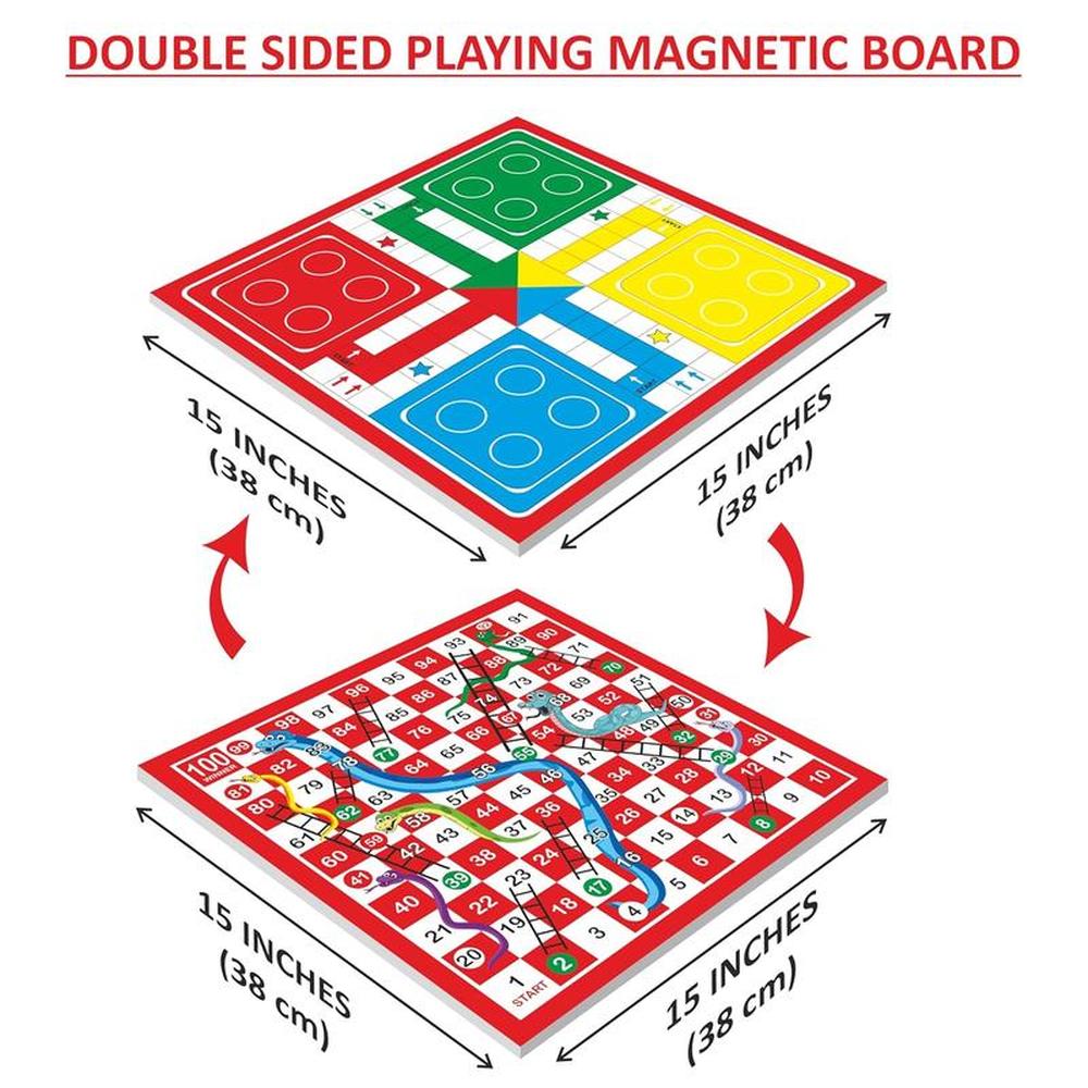 Ankit Toys & Games 2 in 1 Magnetic Ludo with Snakes and Ladders Board Game (6 Years till Grown Ups)