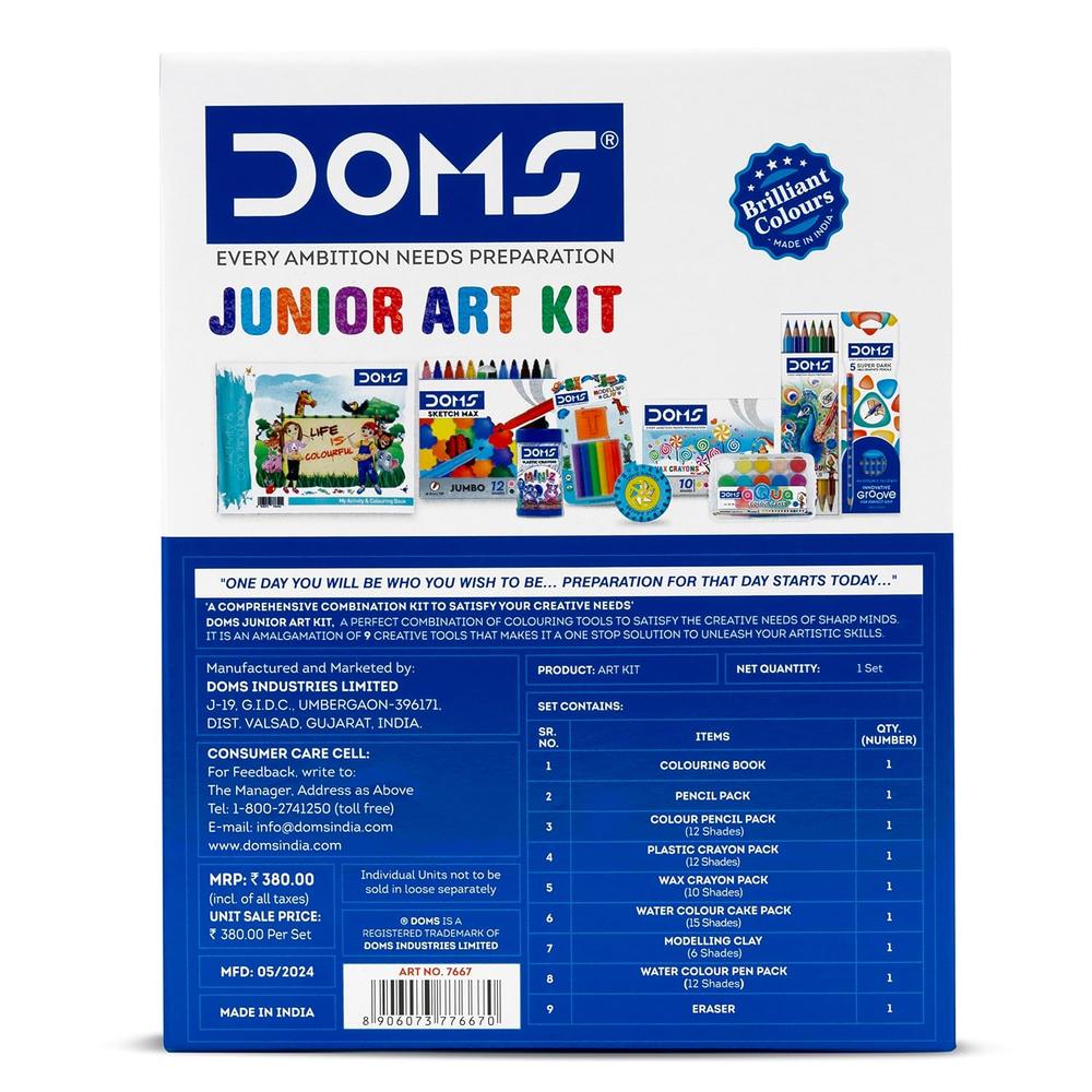 Doms Junior Art Kit - Comes with a Transparent Zipper Bag