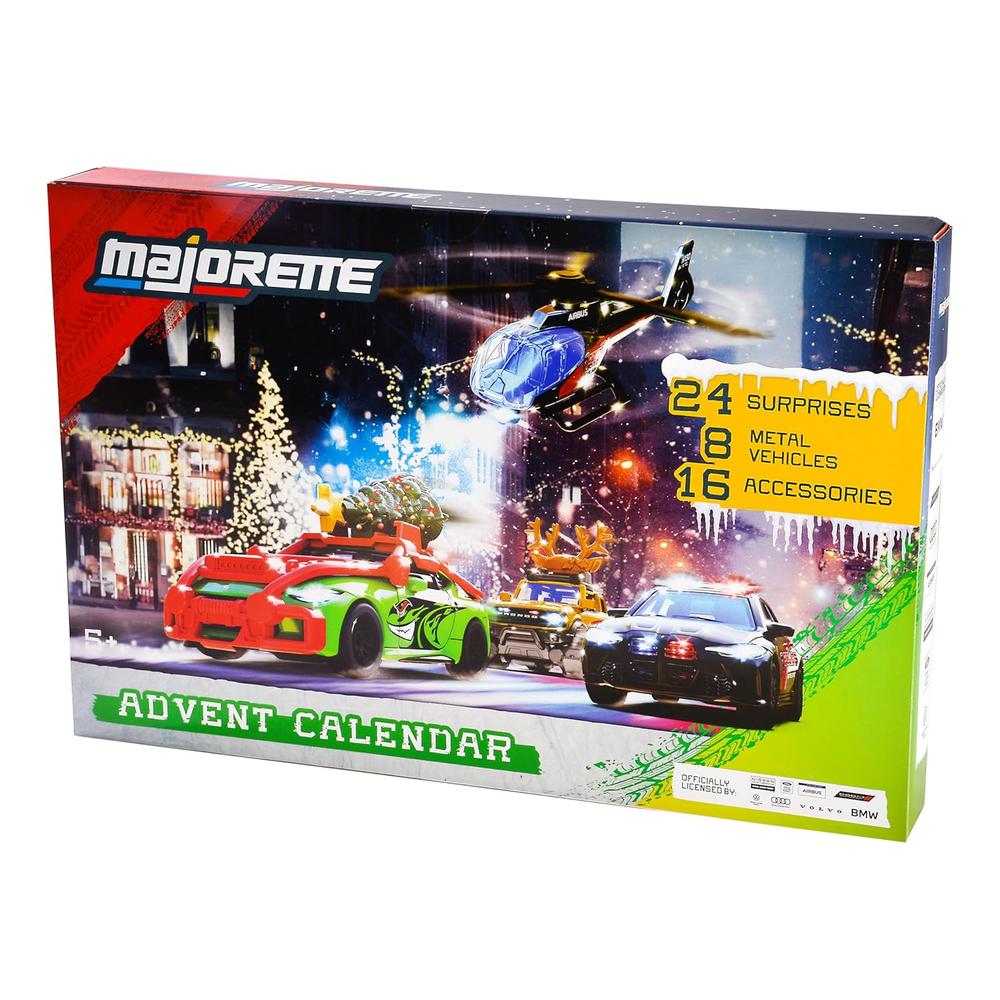 Majorette Car Advent Calendar 2025 - 24 Surprises, 8 Metal Vehicles & 16 Accessories