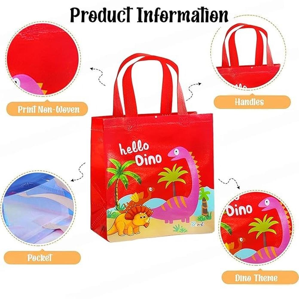 FunBlast Pack of 24 Dinosaur Gifting Bags | Non-Woven Carry Bags