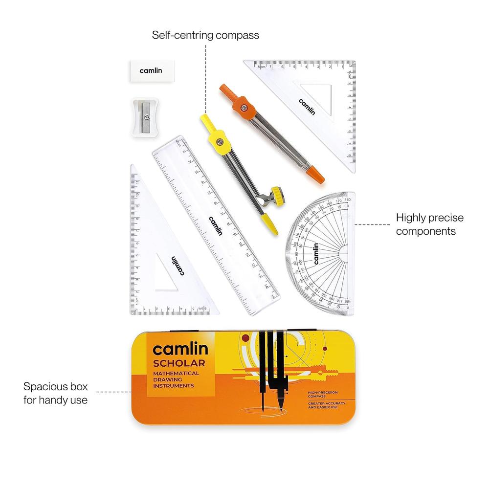 Camlin Scholar Mathematical Drawing Instruments - 10 Pieces